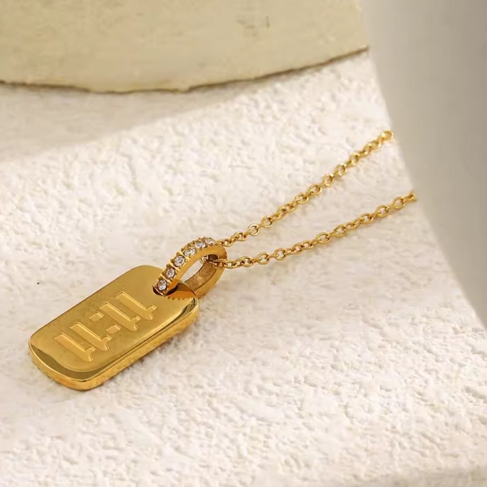 Gold Angel Number 11:11 Necklace – Minimalist Lucky Pendant - Picture 5 of 10